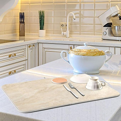 Natural Marble Texture Microfiber Dish Drying Mat Absorbent Dish Draining Mat Large Size 18 x 24 Dishes Drainer Mat for Countertop Dish Drying Pads