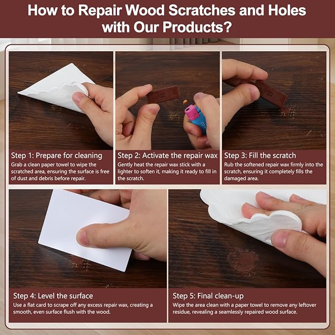 11 pcs Wood Wax Filler Sticks Vinyl Floor Repair Kit Laminate Flooring LVP Hardwood Scratch Remover Melting Wax Blocks for Furniture Cabinet Hole Dent Repair