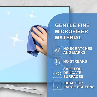 Eco-Fused XL Microfiber Cleaning Cloths - 5 Pack - 12 x 12 inch (30.5 x 30.5 cm) - Quickly Remove Fingerprints, Dust and Smudges from Tablet, TV and Notebook Screens Without Scratches or Marks