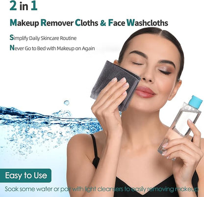 Wash Cloths 12 Pack, Super Soft and Skin Friendly Face Towel for Sensitive Skin, 10x10 inch Small Face Washcloths, Reusable Washable Makeup Remover Cloths, Easy to Rinse Grey Facial Cleansing Cloths