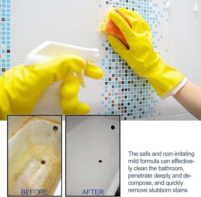 Bathroom Cleaner Spray Foam, Rinse Cleaning for Tub, Tile, Toilet, Shower, Glass Sink, Effectively Removes Stubborn Stains, Limescale, Soap Scum, Bathroom Descaler for Daily, Deep Clean (3PCS)