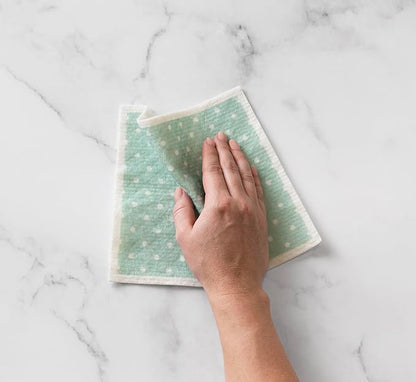 Martha Stewart Swedish Kitchen Absorbent Sponge Dish Cloths, Polka Dots, 8 Count