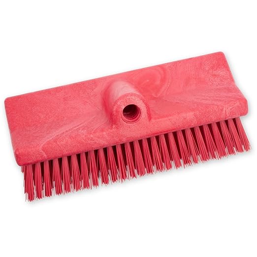 SPARTA 40423EC05 Plastic Floor Scrub Brush, Wall Brush, Equipment Brush With Nonabsorbent Bristles For Industrial Kitchens, Hospitals, Commercial Cleaning, 10 Inches, Red, (Pack of 2)