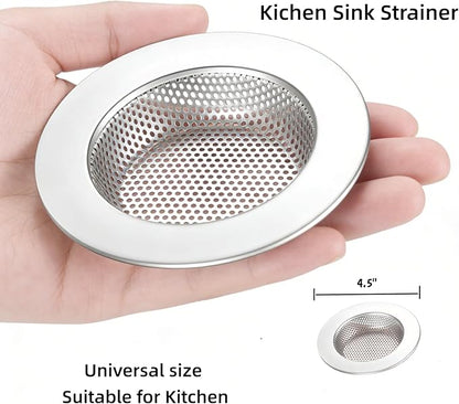 2 PCS Sink Drain Strainer Stainless Steel, Kitchen Sink Drain Strainer for Kitchen with Large Wide Rim 4.5" Diameter