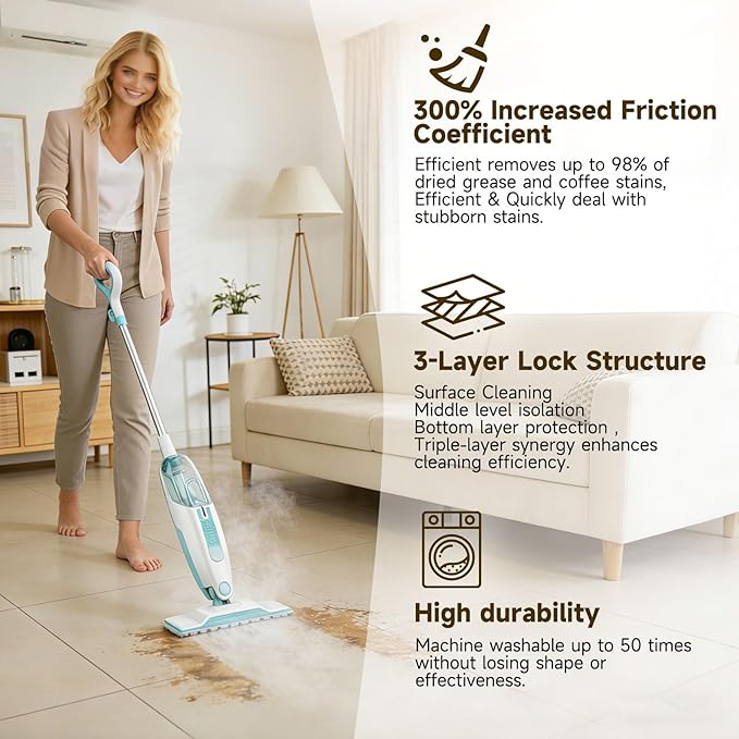 Replacement For Shark Steam Mop Pads: Microfiber Pads For Shark Steam Mop S1000 S2001 S1000A S1000C S1000WM - 50+Repeated Washable 1 Second Absorption Floor Cleaning Steam Mop Reusable Pads 5-Pack