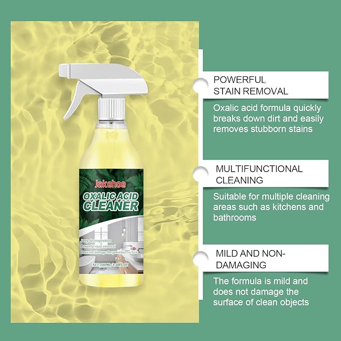 Oxalic Acid Cleaner, Powerful Stain Removal Spray for Bathroom, Toilet, Porcelain, 100ml/3.38oz, Multi-Surface, Deep Cleaning (10)