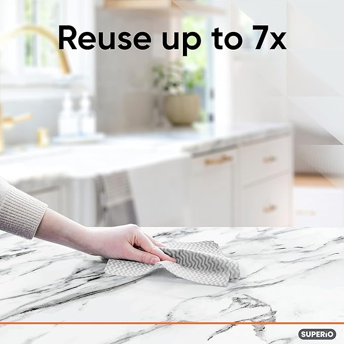 Superio Handy Wipes for Kitchen Multi-Purpose Heavy-Duty Reusable Cleaning Cloth for House, Bathroom, and Office. Disposable Dish Towel (30 Grey)