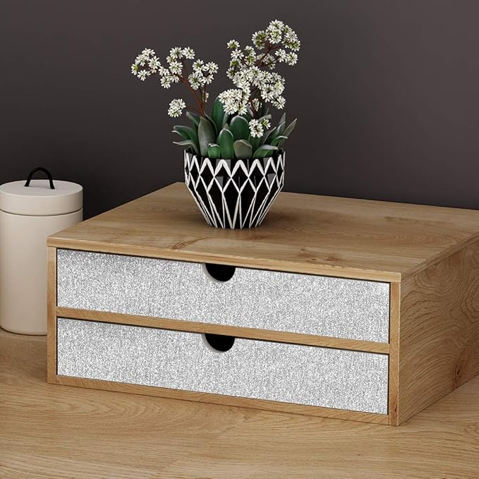 Livelynine Glitter Wallpaper Stick and Peel Glitter Contact Paper for Walls Dresser Counters Crafts Self Adhesive Silver Decor Removable Waterproof White Vinyl Cardstock 15.8x78.8"