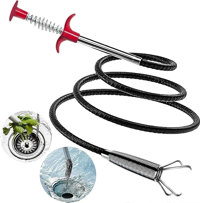 Drain Snake,76 inch Drain Clog Remover - Flexible Grabber Claw Pick Up Reacher Tool for Home Sink, Bathroom Tub,Drain, Toilet, Tight Spaces