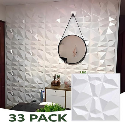Decorative 3D PVC Wall Panels - Peel & Stick, Waterproof, Lightweight - Perfect for Accent Walls & DIY Projects - 9.8x9.8 Inches (33-Pack)