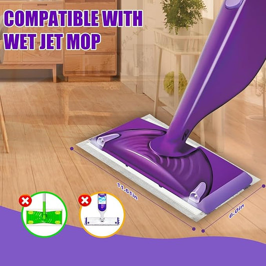 60 Count Wet Jet Pads Compatible with Swiffer Wet Jet Spray Mop, Wet Jet Pads Refill for All Purpose Multi-Surface Hardwood Floor Cleaning, 4 Layers Thickened and Super Absorbentl.