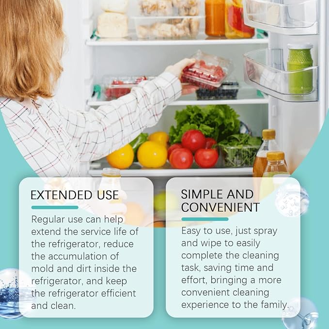 Refrigerator Cleane Spray,Deep Removes freezer Stains Grime,Desalting Odors Household Cleaning Spray,Fridge Hygiene Cleaner 4 oz