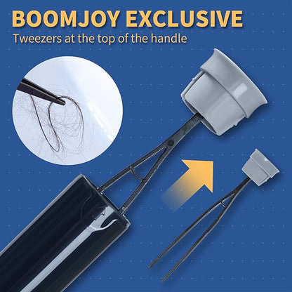 BOOMJOY Toilet Brush and Holder 2 Packs, Silicone Toilet Bowl Brush with Tweezers for Bathroom, RV Cleaning-Black & Grey