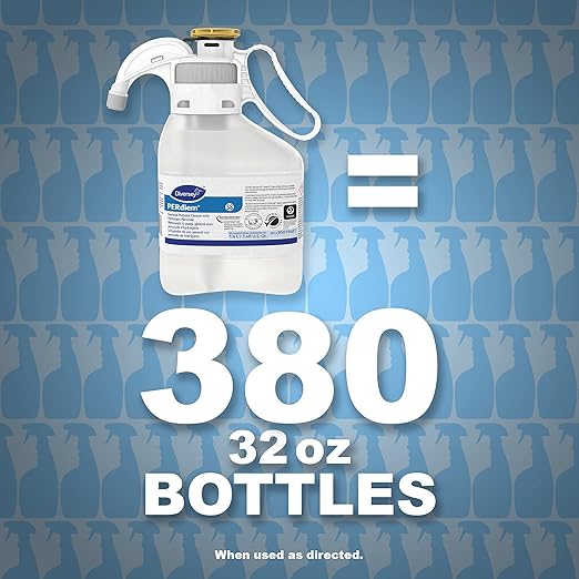 Diversey 95019481 PERdiem General Purpose Cleaner with Hydrogen Peroxide, for Floors, Bathrooms & Hard Surfaces, SmartDose Liquid Concentrate, 1.4-Liter (Pack of 2)