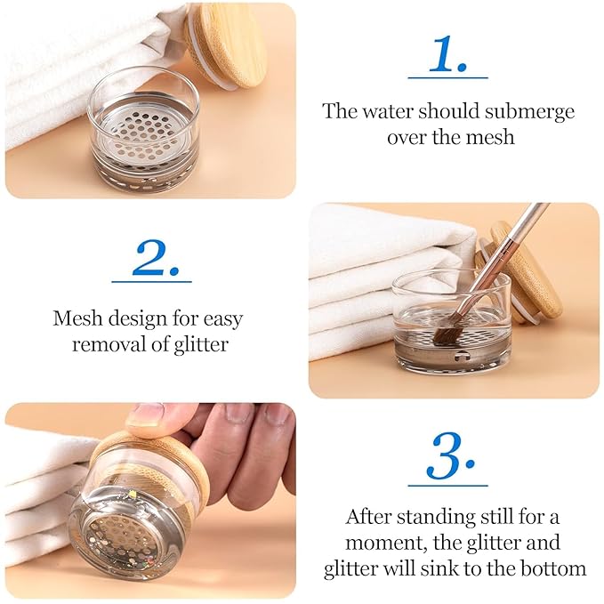 Nail Art Brushes Washing Cup, Nail Glitter Removal Cup, Monomer Holder, Nail Art Acrylic Liquid Powder Removal Cup, Nail Brush Cleaner Dappen Dish with Lid (2 PACK)