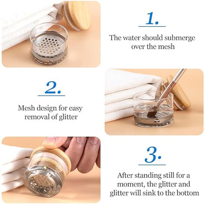 Nail Art Brushes Washing Cup, Nail Glitter Removal Cup, Monomer Holder, Nail Art Acrylic Liquid Powder Removal Cup, Nail Brush Cleaner Dappen Dish with Lid (2 PACK)