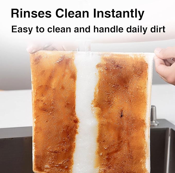 Bamboo Fiber Dish Cloths for Kitchen, Reusable Dish Towels,Double Layered, Super Absorbent, for Cleaning, Washing, and Drying Multipurpose Cleaning Rags for Home Pack of 10