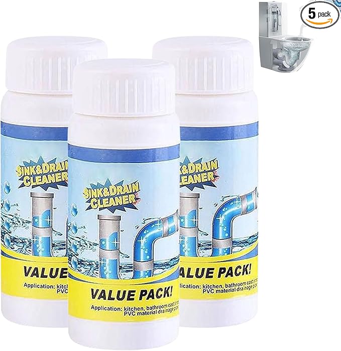 Sink and Drain Cleaner with Foaming Action, Deep Cleaning Toilet Bowl Cleaner, Prevents Future Clogs in Bathroom, Kitchen, Shower Drains, Regular Maintenance Solution (5)