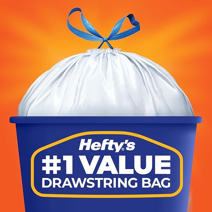 Hefty Strong Tall Kitchen Trash Bags, Unscented, 13 Gallon, 45 Count (Pack of 6)