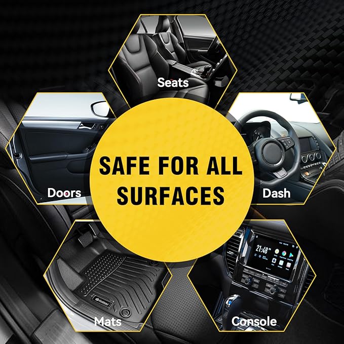 Car Interior Cleaner & Protectant Spray for Car, 3-in-1 Formula for Dashboard, Leather, Vinyl, Plastic & Glass, Streak-Free, UV Shield, pH Neutral & Long-Lasting Shine | 16.9oz +Towel + Sponge