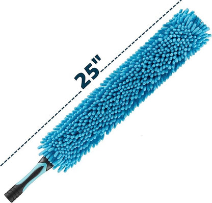 Microfiber Flexible Ceiling Fan Duster with Washable Chenille Dusting Cloth, Use by Hand or Attach to Extension Poles (6)