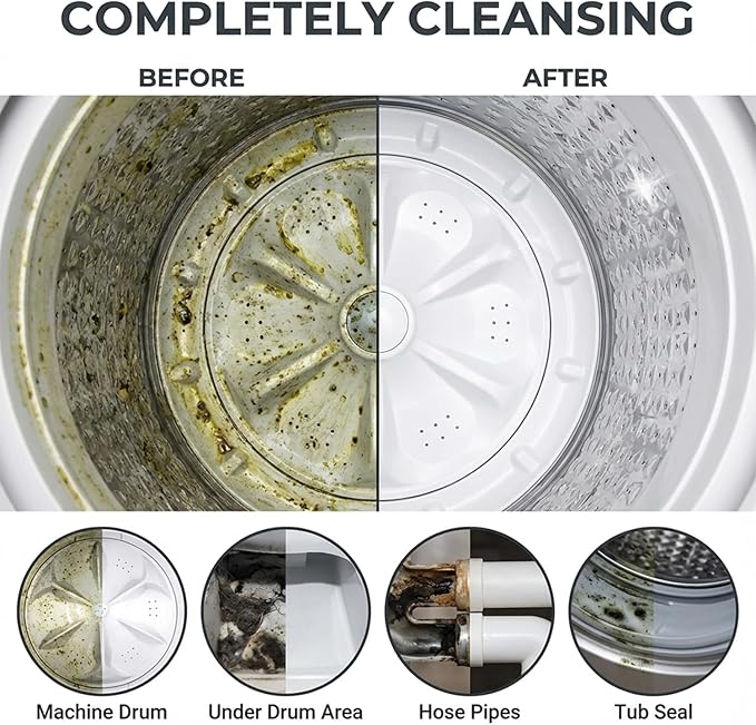 Washing Machine Cleaner Tablets for Pet Owners 24 Pack, Pet Hair Remover for Laundry, Septic Safe Removes Pet Hair Odor and Limescale