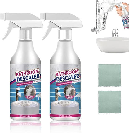 New Upgrade Bathroom Descaler Spray, Multipurpose Bathroom Foam Cleaner Stubborn Stains Cleaner, Bathrooms Descaler Cleaner Spray for Bath-room Toilet Bath Shower Glass Sink Clean (2pcs)