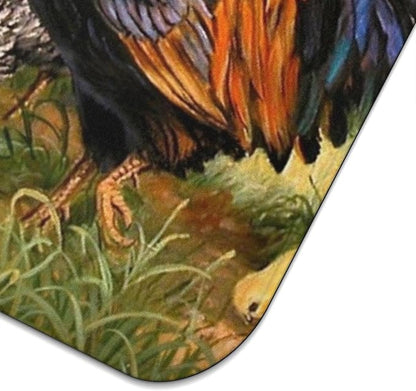 Dish Drying Mat Drainer Pads - Extra Large Microfiber Drying Mats for Dishes Kitchen Counter Super Absorbent Pads for Draining Racks (Rooster,16"x18" )