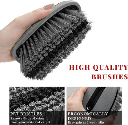 Carpet and Upholstery Cleaning Brush, Stiff Bristle Detailing Scrubber for Car Interior & Home, Portable Ergonomic Scrub Brushes for Floor Mat Carpet Leather Seat Couch (Gray)
