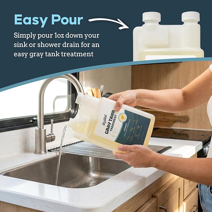 Liquified RV Toilet Treatment - Gray Holding Tank Digester - Odor Eliminator - Lemon Scent - Matts RV Reviews - 3 Pack