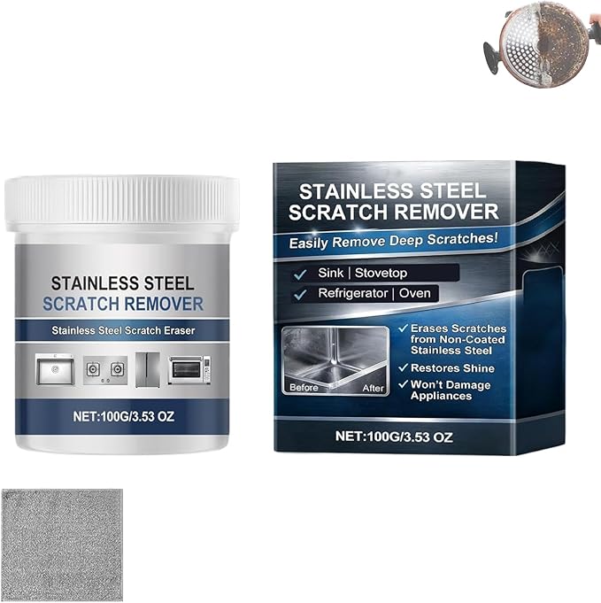 Stainless Steel Scratch Remover Kit, 100g/3.530z Rust Remover for Metal, Multi-purpose Powerful Rust Remover, Easy to Sprays, For Oven, Appliances, Sink, Cookware (1PCS)