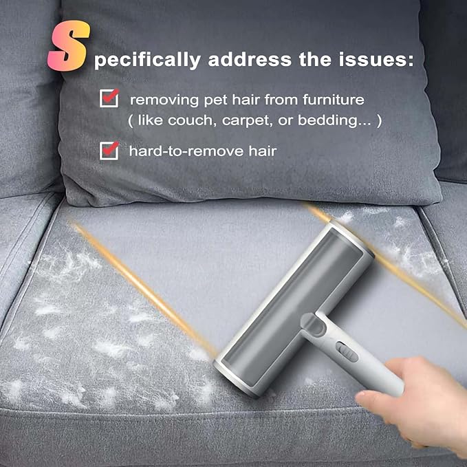 Cat Hair Remover Furniture Especially Couch, Bedding, Dog Hair Remover for Car, Carpet, Multi-surface Pet Fur Removal Tool