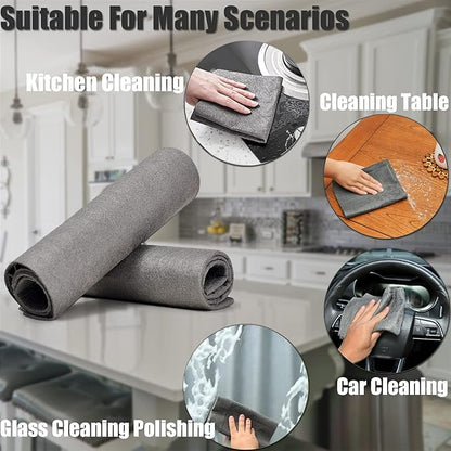 10 Packs Thickened Magic Cleaning Cloth, Microfiber Streak Free Miracle Cleaning Cloth,Reusable Glass Cleaning Rag,All-Purpose Microfiber Towels for Kitchens,Glass Cars,Window(20 * 30CM,Grey)