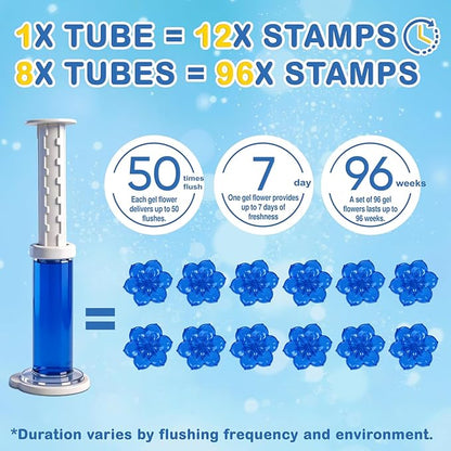 8 Pack Toilet Gel Stamp, Toilet Bowl Cleaner Gel, 8 Scents Flower Shaped, Long-Lasting Bathroom Freshener, Bathroom Essentials