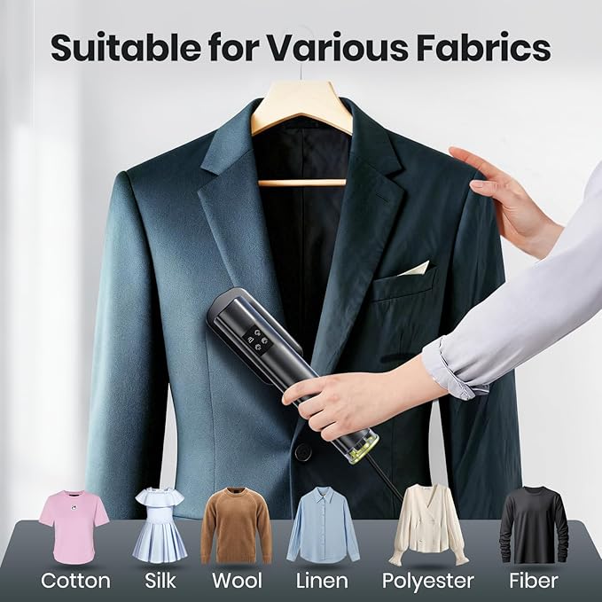 AUTOWN Portable Travel Steamer for Clothes – 1000W Garment Steamer with Smart Touch Control & 4 Adjustable Steam Modes, 15s Heat-up, Includes Mini Ironing Board, 120V Wrinkle Remover for Home & Travel