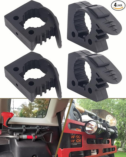 Axe Holder, Quick Release Rubber Clamp Mount Kit 1-1/4'' to 1-3/5'' Fist Mount Clamps Mounting Kit Diameter Tool Handles for Trucks UTV ATV Offroad 4X4 Parts Roof Rack Shovel Mounting Kit-4 Pack Black