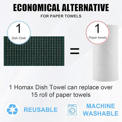 Homaxy 100% Cotton Terry Kitchen Towels(Blackish Green, 13 x 28 inches), Checkered Designed, Soft and Super Absorbent Dish Towels, 8 Pack
