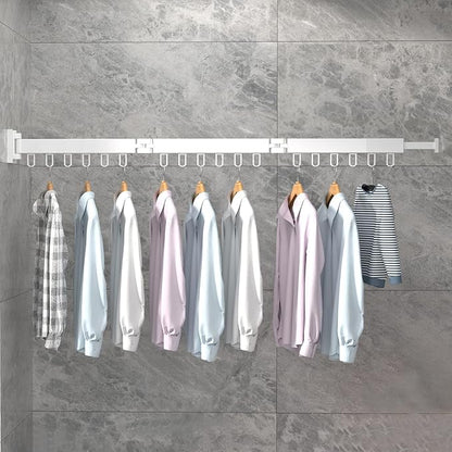 MIFXIN Clothes Drying Rack Foldable Wall Mounted Retractable Laundry Clothing Hanging Rack Collapsible Tri-Fold Space-Saving Clothes Hanger for Laundry Balcony Room (White)