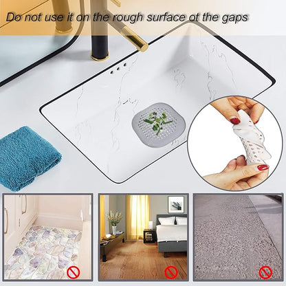 Hair Drain Catcher,Square Drain Cover for Shower Silicone Hair Stopper with Suction Cup,Easy to Install Suit for Bathroom,Bathtub,Kitchen 2 Pack (Sliver Grey)