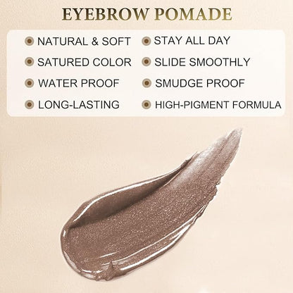 Eyebrow Pen Makeup Kit, with 4 Tip Waterproof Microblading Eyebrow Pencil, Eyeliner, Eyebrow Pomade and Dual-ended Eyebrow Brush, Brow Pencil Eyebrow Kit for Natural Looking - Ash Brown