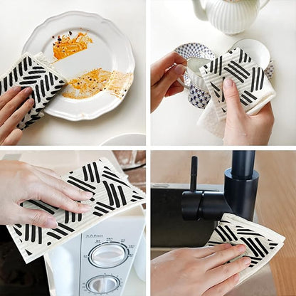 Morigins Swedish Dishcloths for Kitchen,6 Pack Black Minimalist Swedish Dish Towels,Cellulose Sponge Cloths,Non Scratch Reusable Paper Towels Biodegradable and Reusable Kitchen Dish Rags