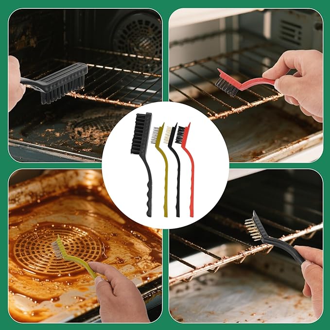 Heavy Duty Oven Cleaner Brush Kits, 12 Pcs Oven Cleaning Tools Accessories, Include Razor Blade Scraper, Crevice Cleaning Brush, Steel Wool Scrubber, Scrub Sponges,Cleaning Rags