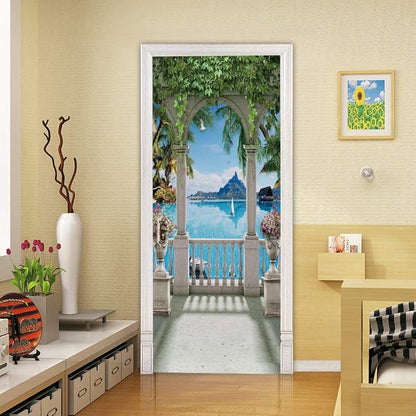 3D Door Stickers Murals - Landscape Wallpaper Self-Adhesive Removable PVC Waterproof Matt Finish 35.4" x 78.7"