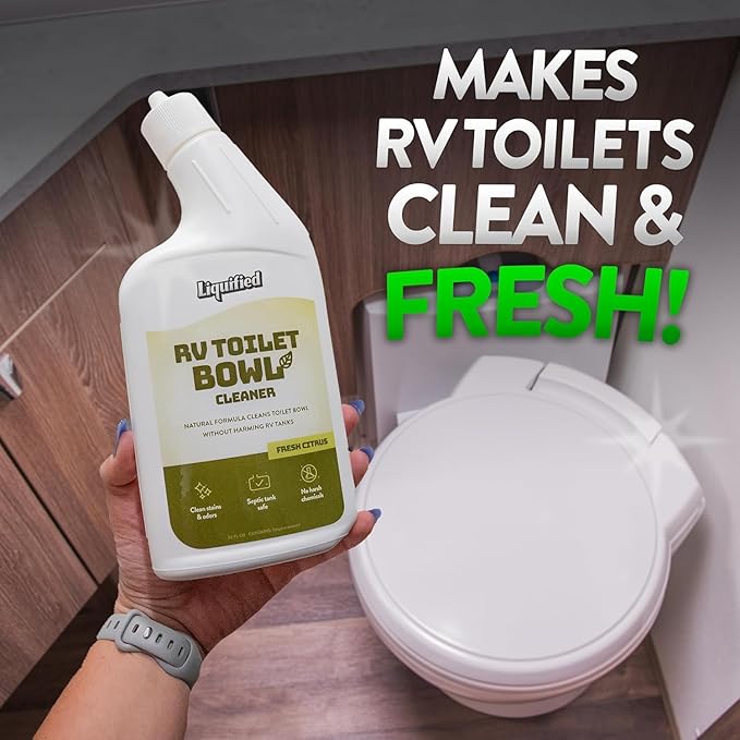 Liquified RV Toilet Bowl Cleaner Bundle - Natural RV Toilet Treatment, Septic Tank Safe, No Harsh Chemicals, Citrus Scent, Safely Cleans Stains, Supports Black Tank Health, Made in the USA (Pack of 3)