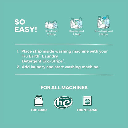 Tru Earth Fabric Softener Sheets | Original Eco-Strip Liquidless Detergent for Travel | 50 Sheets | Fragrance-Free