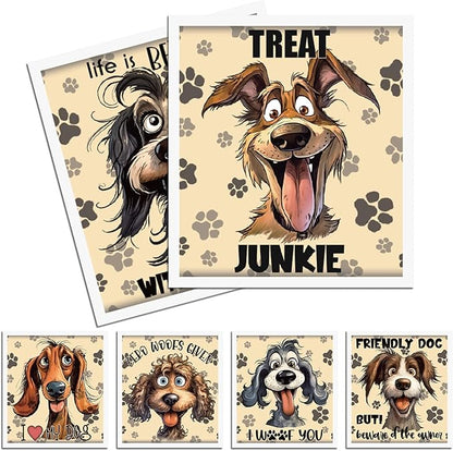 Funny Dog Swedish Dishcloths for Kitchen, 6 Pack Absorbent Swedish Dish Cloths, Reusable Dogs Designs Sponge Cleaning Towels Wipes for Kitchen Cooking Home Decoration Housewarming Gifts