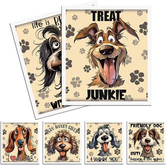 Funny Dog Swedish Dishcloths for Kitchen, 6 Pack Absorbent Swedish Dish Cloths, Reusable Dogs Designs Sponge Cleaning Towels Wipes for Kitchen Cooking Home Decoration Housewarming Gifts