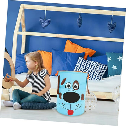 Cabilock 1Pc Nordic Style Foldable Fabric Storage Bucket with Handles Portable Laundry Hamper for Clothes and Toys Large Capacity Organizer for Dormitory Bedroom Nursery Light Blue