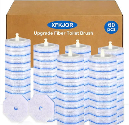 60 Count Toilet Wand Refills for Clorox Toilet Wand - Upgrade Fiber Toilet Brush, 5X Cleaning Power Toilet Scrubber Refill, Disposable Toilet Brush Heads for Bathroom Cleaning, No Falling Apart