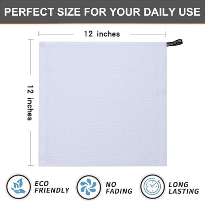 Kitinjoy 100% Cotton Kitchen Dish Cloths (12 X 12 Inches, White), 12 Pack Waffle Weave Ultra Soft Absorbent Dish Towels for Drying Dishes Quick Drying Kitchen Towels Dish Rags